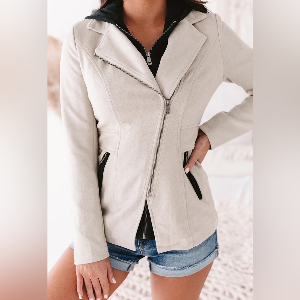 Faux Suede Hooded Jacket